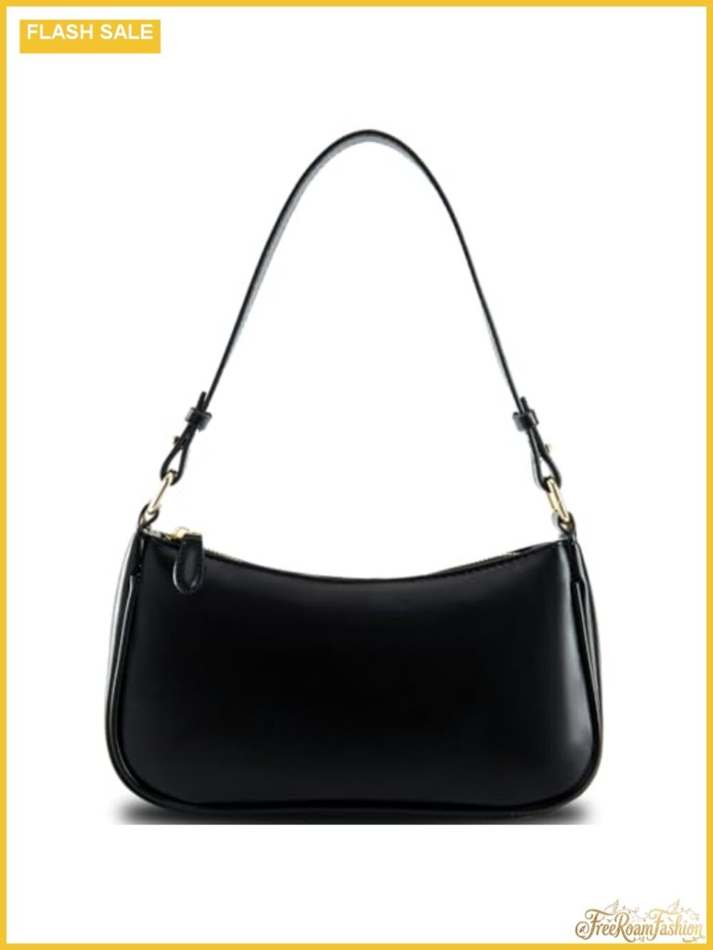 Small PU Leather Shoulder Bag with 2 Removable Straps and Zipper Closure
